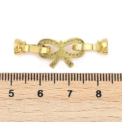 Brass Micro Pave Clear Cubic Zirconia Fold Over Clasps KK-H202-21G-1