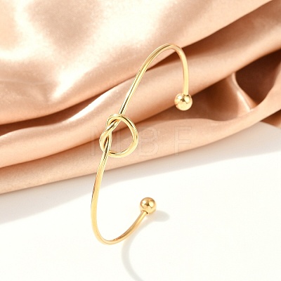 Ion Plating(IP) 304 Stainless Steel Knot Cuff Bangles for Women BJEW-M233-04G-1