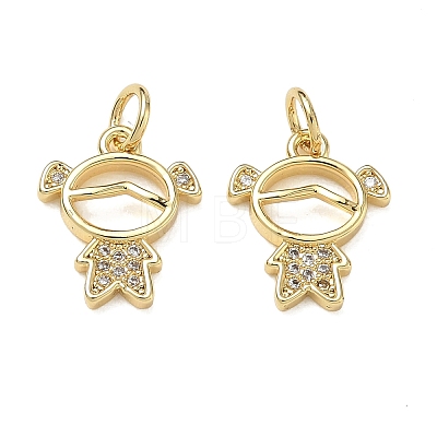 Brass Micro Pave Clear Cubic Zirconia Pendants CU-CBA9AFC-01G-04-1