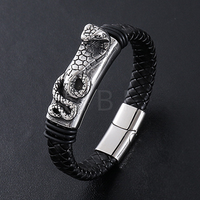Punk Braided PU Leather Cord Bracelets ZB4268-1-1