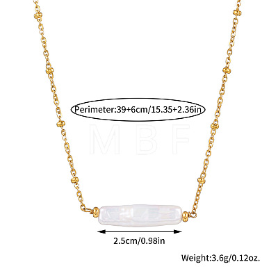 Baroque Keshi Pearl Bar Pendant Stainless Steel Satellite Chain Necklaces for Women XQ7733-1