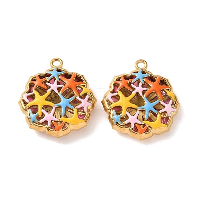 304 Stainless Steel Enamel Pendants SA-L002-13G-1