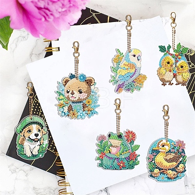 Animal Theme DIY Diamond Painting Keychain Kit PW-WG25379-01-1