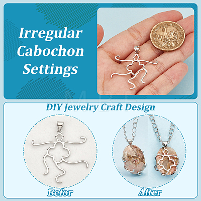 Brass Pendant Irregular Cabochon Settings KK-WH0079-104H-P-1
