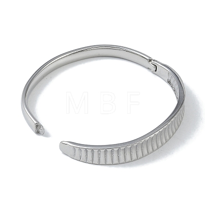 Non-Tarnish 304 Stainless Steel Grooved Hinged Bangles for Women BJEW-U002-10P-1