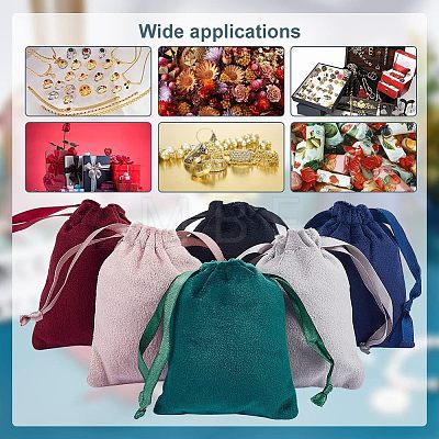 24Pcs 6 Colors Velvet Jewelry Drawstring Bags TP-HY0001-05A-1