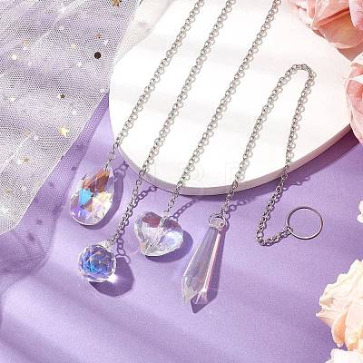 Round & Heart & Teardrop & Cone Glass Pendant Decoraiton HJEW-JM02271-1