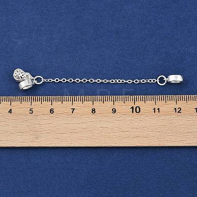 Brass Pave Clear Cubic Zirconia European Safety Chains with Charms KK-L236-15D-S-1