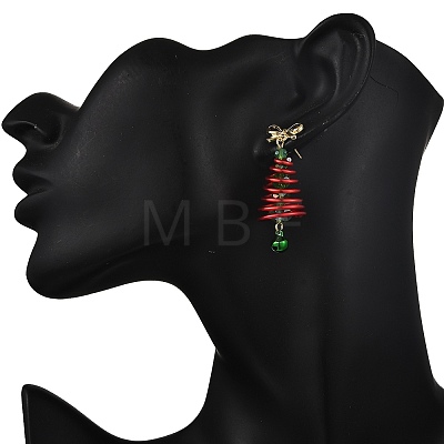 Aluminum Glass Dangle Stud Earrings EJEW-JE06582-1