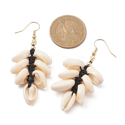 Natural Shell Beaded Dangle Earrings EJEW-JE05333-1