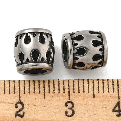 Retro Hollow 304 Stainless Steel European Beads STAS-B071-17AS-1