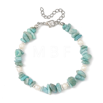 Natural Mixed Stone Chip and Potato Cultured Freshwater Pearl Beaded Bracelets for Women BJEW-JB14280-1