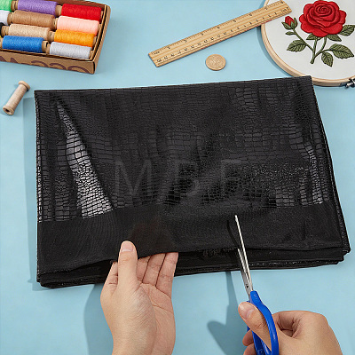 Polyester Elastic Fabric with Crocodile Pattern DIY-PH0036-91A-1