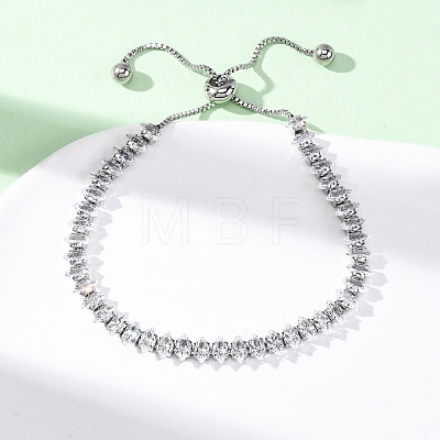 304 Stainless Steel with Clear Cubic Zirconia Link Chain Bracelets BJEW-G754-03P-04-1