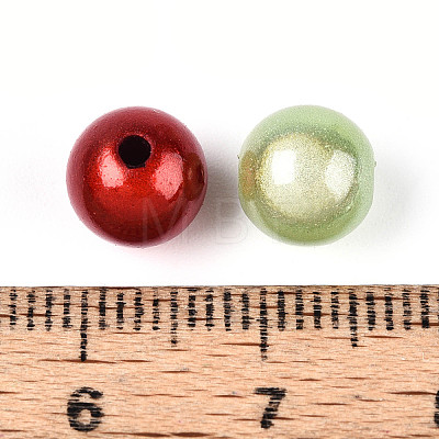 Spray Painted Acrylic Beads X-MACR-Q154-8mm-M-1