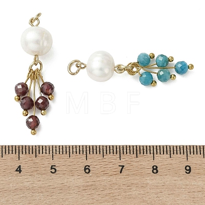 Natural Mixed Stone & Cultured Freshwater Pearl Pendants PALLOY-JF05317-1