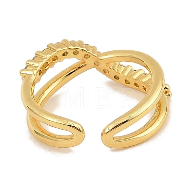 Brass Micro Pave Cubic Zirconia Cuff Rings for Women RJEW-S392-19G-1