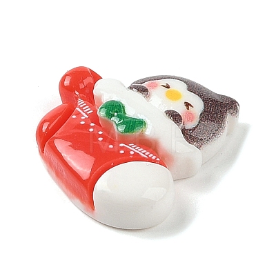 Animal Christmas Socking Theme Opaque Resin Decoden Cabochons RESI-S397-03B-1