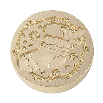 Christmas Series Wax Seal Brass Stamp Head AJEW-M037-01G-11-1