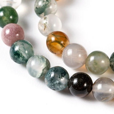 Round Natural Indian Agate Beads Strands G-S122-6mm-1
