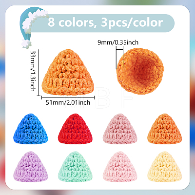 24Pcs 8 Colors Handmade Wool Woven Hat Decoration AJEW-FG0003-34B-1