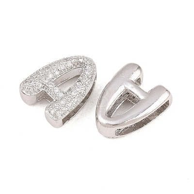 Brass Micro Pave Clear Cubic Zirconia Beads KK-D232-23P-1