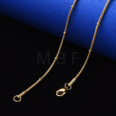 Vacuum Plating 304 Stainless Steel Round Snake Chain Necklace NJEW-S420-009B-G-1