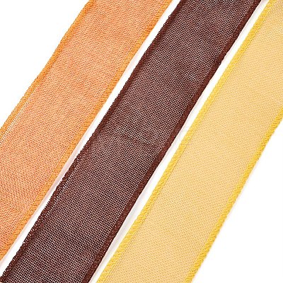 Yilisi 3 Rolls 3 Colors Polyester Imitation Linen Wrapping Ribbon OCOR-YS0001-02B-1