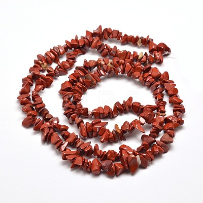 Natural Red Jasper Chip Bead Strands G-M205-27-1