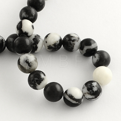 Round Natural Zebra Jasper Beads Strands G-R253-4mm-1