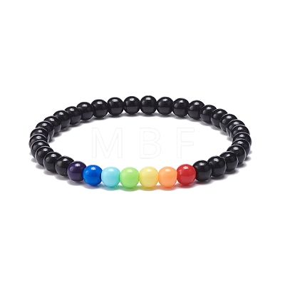 2Pcs 2 Colors Acrylic Round Beaded Stretch Bracelets Set for Women BJEW-JB08555-01-1