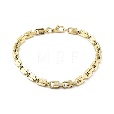 304 Stainless Steel Lock Link Chain Bracelets for Women Men BJEW-F488-03G-1