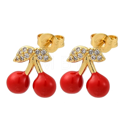 Brass Micro Pave Cubic Zirconia Stud Earrings EJEW-D322-05G-02-1