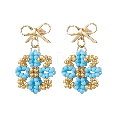 Glass Seed Beads Dangle Stud Earrings EJEW-MZ00702-02-1