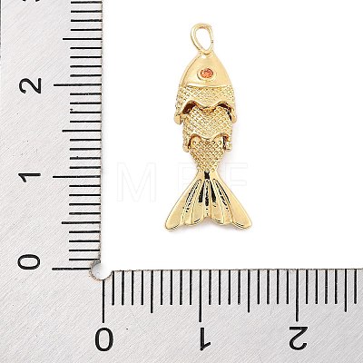 Fish Rack Plating Brass Micro Pave Cubic Zirconia Pendants KK-Z071-72A-01G-1