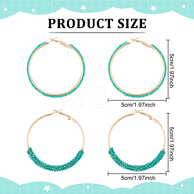 ANATTASOUL 4 Pairs 4 Style Glass Beaded Big Hoop Earrings EJEW-AN0002-22-1