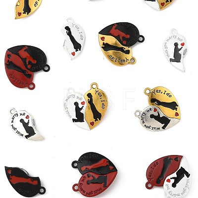 10 Bags Spray Painted Alloy Red and Black Enamel Split Pendants FIND-FS0004-21-1