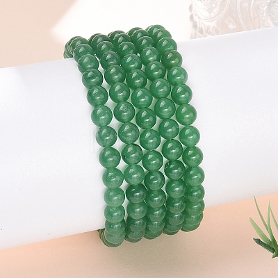 Natural Malaysia Jade(Dyed) Bead Stretch Bracelets BJEW-K212-A-013-1