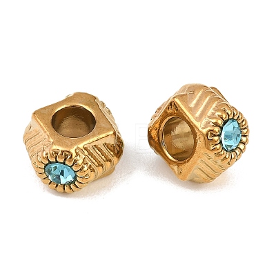 304 Stainless Steel Rhinestone European Beads RB-CBA72D5-04G-01-1