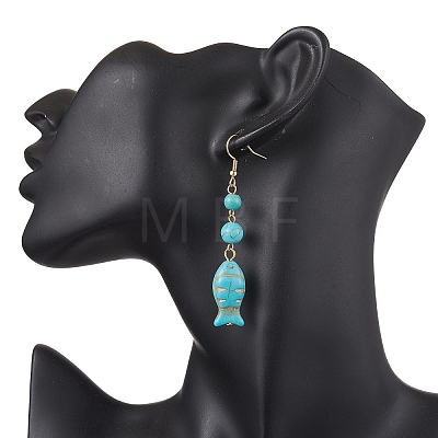 Ocean Series Synthetic Turquoise Dangle Earrings EJEW-JE05849-1