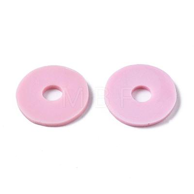 Flat Round Handmade Polymer Clay Beads CLAY-R067-12mm-26-1