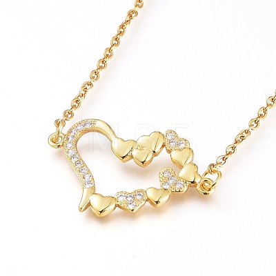 Brass Cubic Zirconia Pendant Necklace & Stud Earring Jeweley Sets SJEW-L154-11G-1