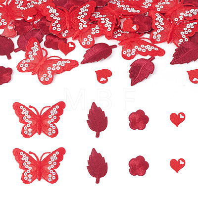 40Pcs 4 Styles Polyester Embroider Thread Iron on/Sew On Patches PATC-TA0001-45A-1