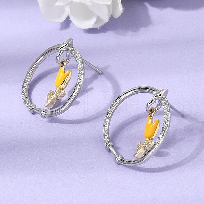 Brass Micro Pave Cubic Zirconia Stud Earrings EJEW-G471-04P-1