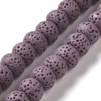Natural Lava Rock Dyed Beads Strands G-Z036-B01-M-1