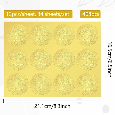 34 Sheets Self Adhesive Gold Foil Embossed Stickers DIY-WH0509-007-1