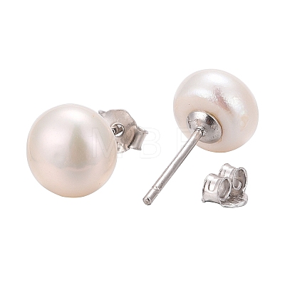 Pearl Ball Stud Earrings EJEW-Q701-01B-1