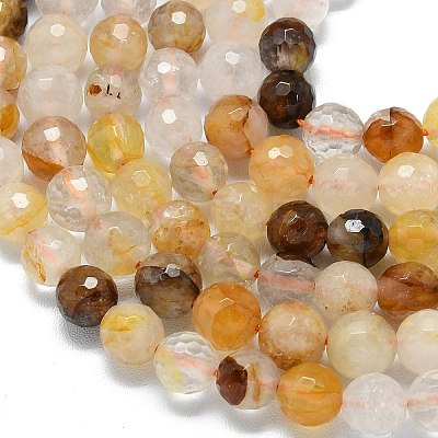 Natural Yellow Hematoid Quartz Beads Strands G-B165-A07-8mm-1