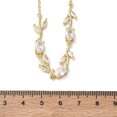 Brass Pave Cubic Zirconia Rose Flower Link Cable Chain Necklaces for Women NJEW-C121-05B-01G-1
