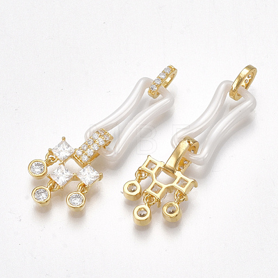 Brass Micro Pave Cubic Zirconia Pendants X-KK-T038-430G-1